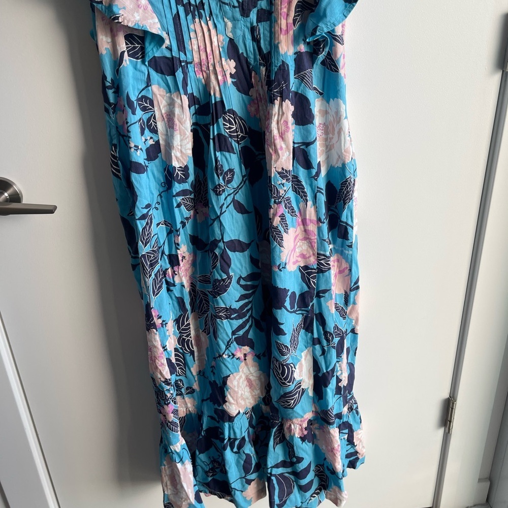 Anthropolagie Mauve Floral Blue Maxi Dress - Picture 3 of 8